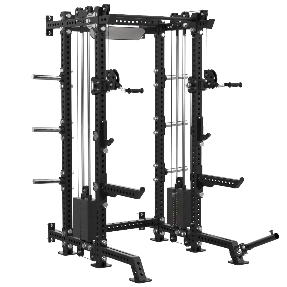 Wall-Mounted Half Rack With Dual Pulley - R Line fitness equipment